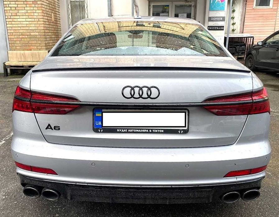 Спойлер чорний глянець Audi A6 C8 S стиль 2018-2024/ ABS-пластик