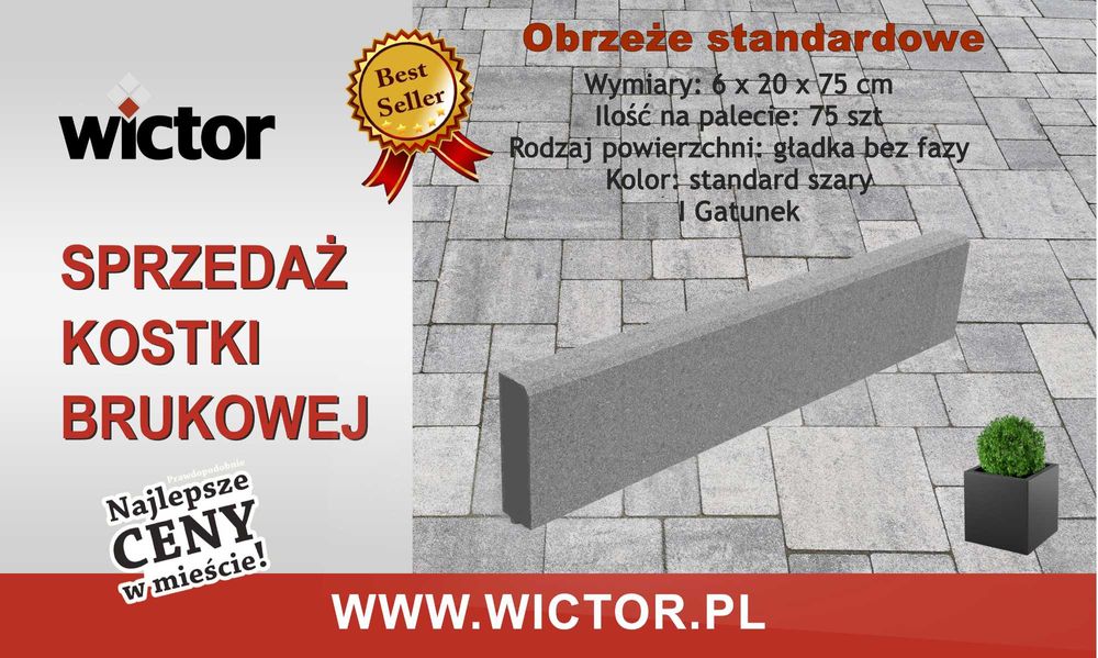 Obrzeże 6x20x75 krawężnik rabatka KOST-BET