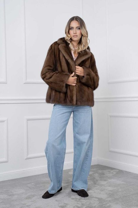 Норковая шуба Италия полушубок Saga Furs  мех норки Автоледи