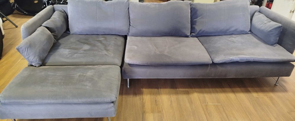 Sofá com Chaise Longue Cinzento