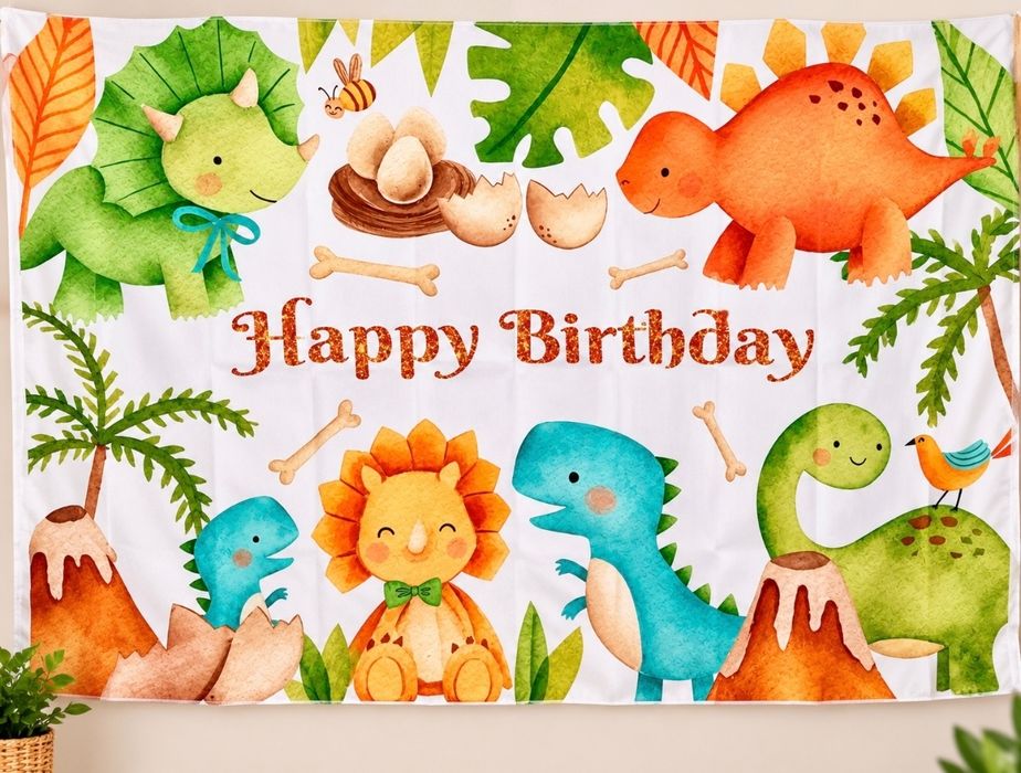 Vinyl Dinosaur Birthday Banner
