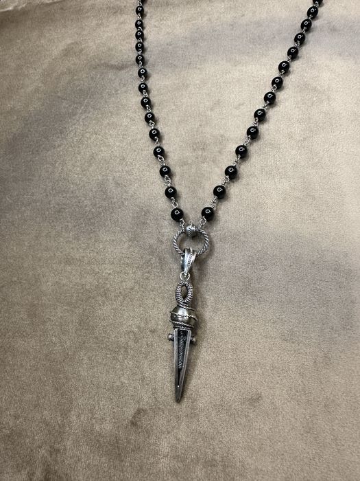 Fio /colar em prata e onix com medalha em prata