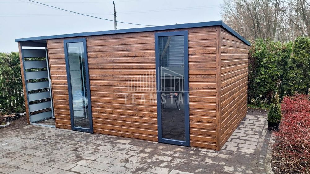 SCHOWEK - DOMEK OGRODOWY 4,5x2,5 + wiata drzwi + 2x okno   TS620