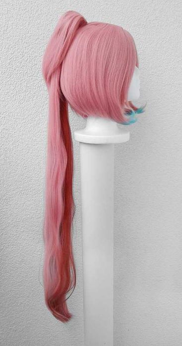Rappa Honkai Star Rail różowa długa peruka z grzywką kitką cosplay wig