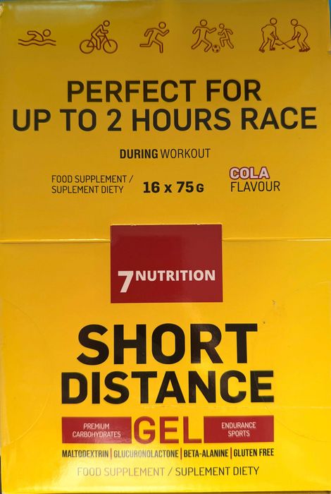 7Nutrition SHORT DISTANCE Gel ŻEL Energetyczny / Do 2 godzin 16 sztuk