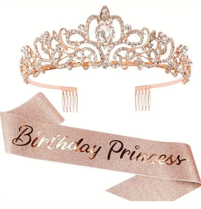 Szarfa korona na urodziny urodzinowy zestaw Birthday Princess 18 tka