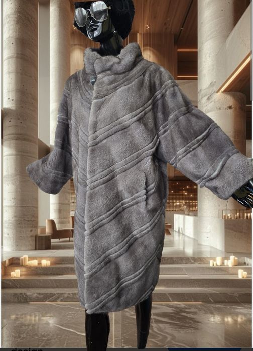 Норкова шуба BRASCHI оверсайз норка Blue iris  105 см