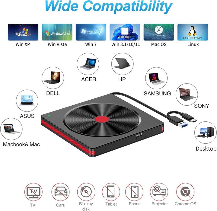 Napęd zewnętrzny CD/DVD, Aumdie BT681