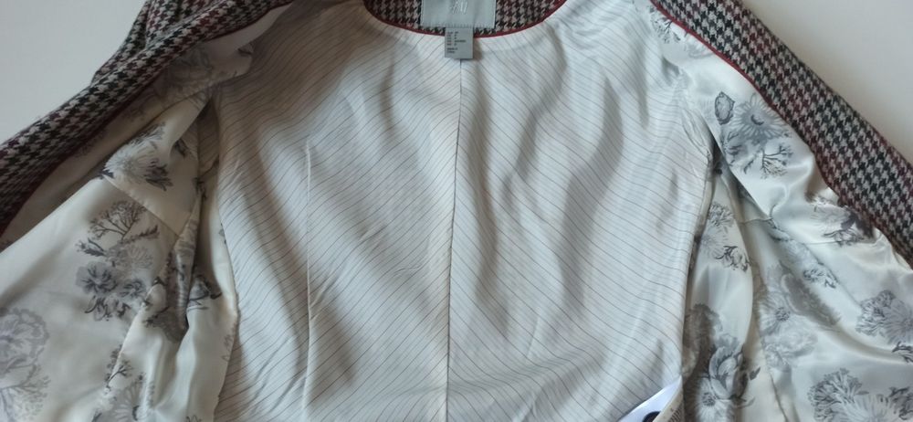 Marynarka w pepitkę z domieszką wełny H&M, rozm. 38, jak nowa