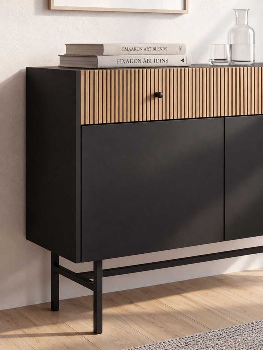 Komoda czarna dąb 104 cm DIVA 2D2SZ - wyprzedaż