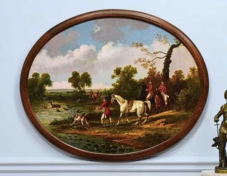Аентикварная живопись, картина, Охота, антикварний живопис Полювання