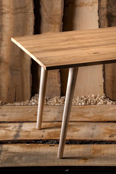 Drewniana Ława do Salonu Stolik Stół Drewniane Nogi Lite Drewno Jesion