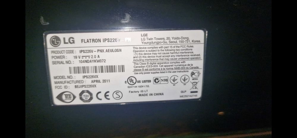 Монітор 21.5" LG Electronics IPS226V-PN