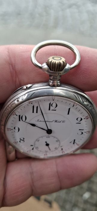 Relogio bolso iwc corda prata 900 modelo grande 5cm