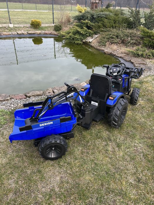 TRAKTOR na Akumulator Dla Dzieci 2X200W 24V Przyczepa Spychacz Koparka