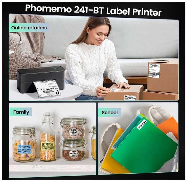 Drukarka etykiet wysyłkowych 4x6" Bluetooth Phomemo 241BT