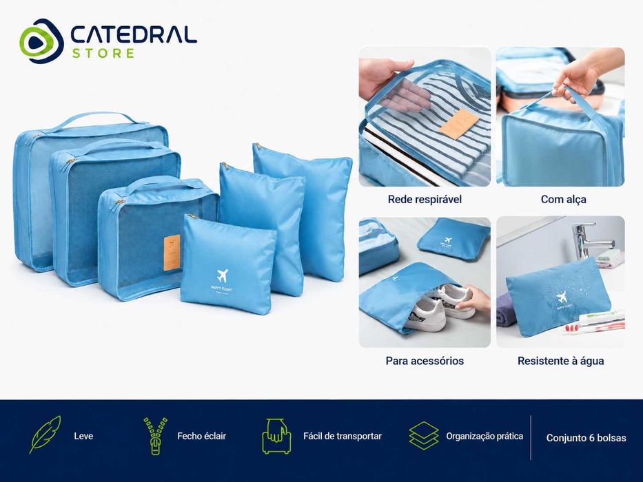 Conjunto 6 Bolsas Organizadoras para Mala de Viagem