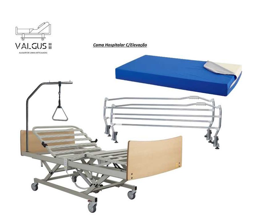Cama hospitalar articulada com colchão anti-escaras