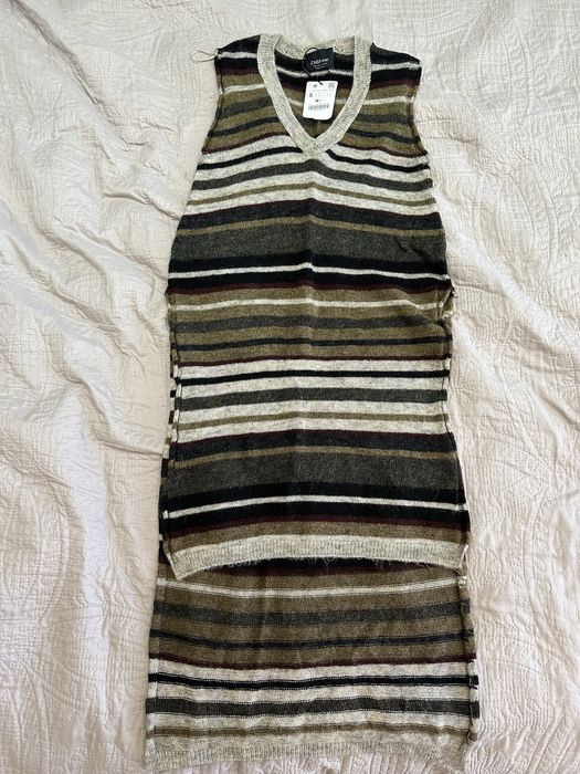 Zara Knit в'язане плаття-светр із V-подібним вирізом у смужку (S)