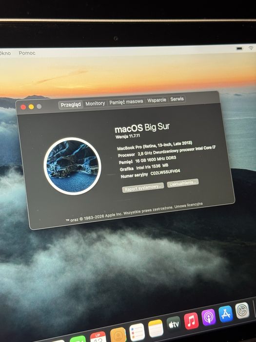 MacBook Pro Retina 13 i7 16GB RAM 256GB SSD NOWA BATERIA