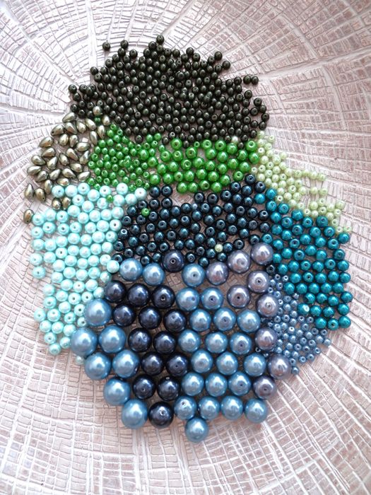 Perły sztuczne | mix zielono-niebieski | nowe