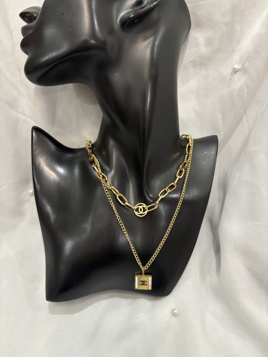 Złoty gruby naszyjnik cc stal chirurgiczna nierdzewna