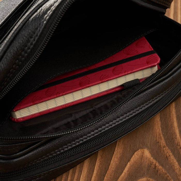 saszetka męska do ręki skórzana dwukomorowa czarna