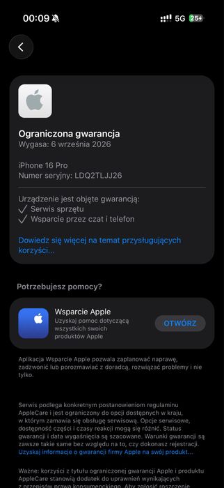 iPhone 16 Pro 128GB Black, 95% % GW do 06.09/2027