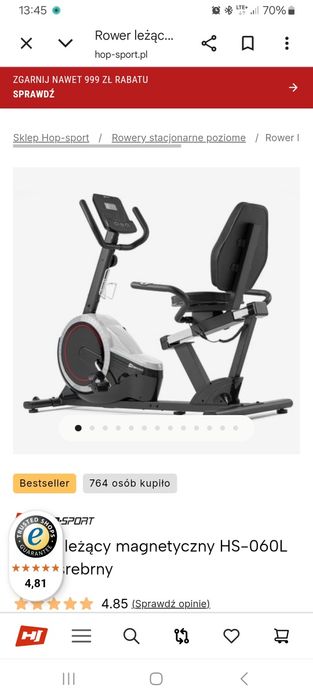 Sprzedam rower magnetyczny leżący Pulse HS-060L używany trzy razy,