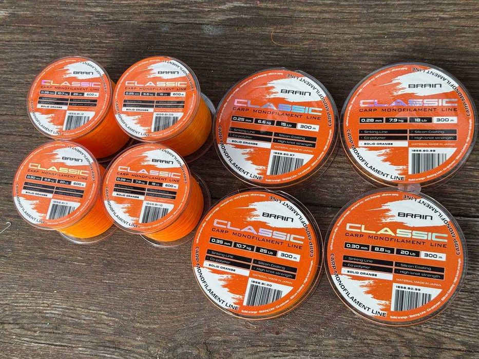 Волосінь/жилка/леска Brain Classic Carp Orange 0.25-0.28-0.3-0.35мм