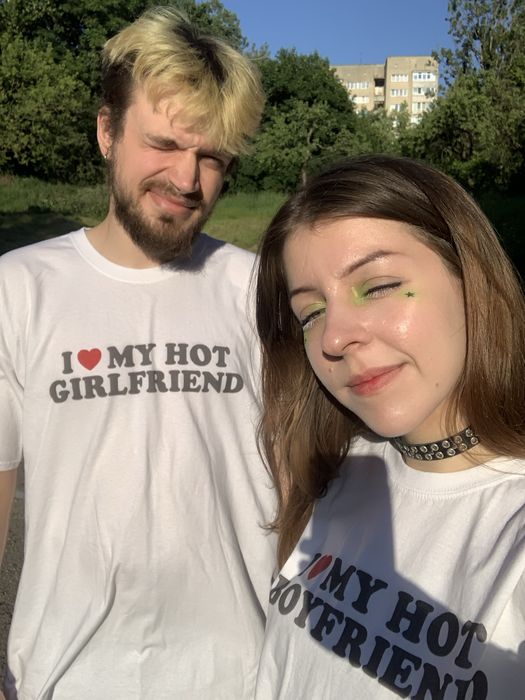 Футболки парні I love my hot girlfriend boyfriend подарунок закоханих
