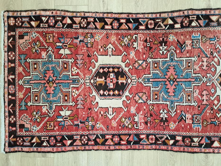 Unikalny perski ręcznie tk wełniany chodnik Hamadan lata 40ste 80x260