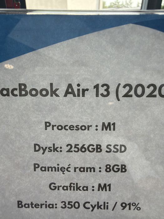 MacBook Air M1 PROMOCJA Bateria 91% Gwarancja pytac o dostepność