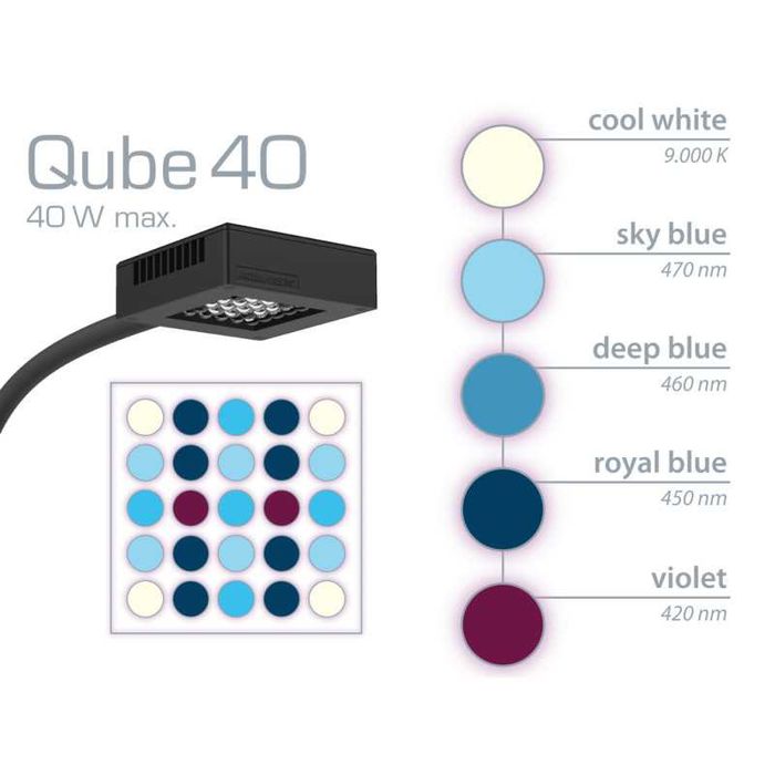 Luz para aquario marinho Aqua Medic Qube 40 Marine LED NOVO
