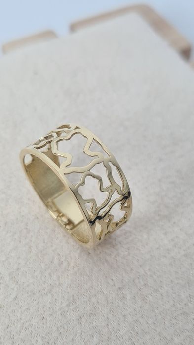 Nowy złoty pierścionek obrączka typu Tous ażurowy gładki misie p. 585