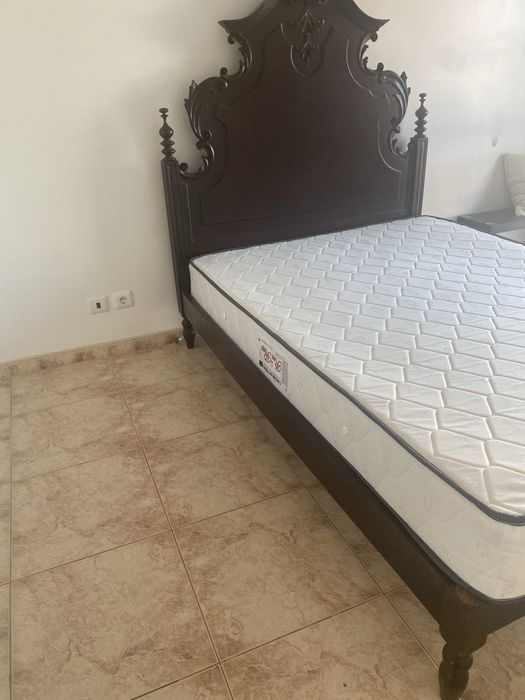 Cama de casal de madeira, vintage, 1,40X1,95