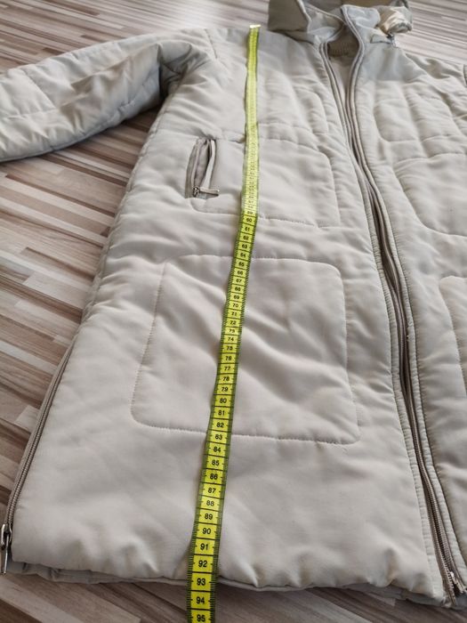 Kurtka damska, midi, parka beżowa, L