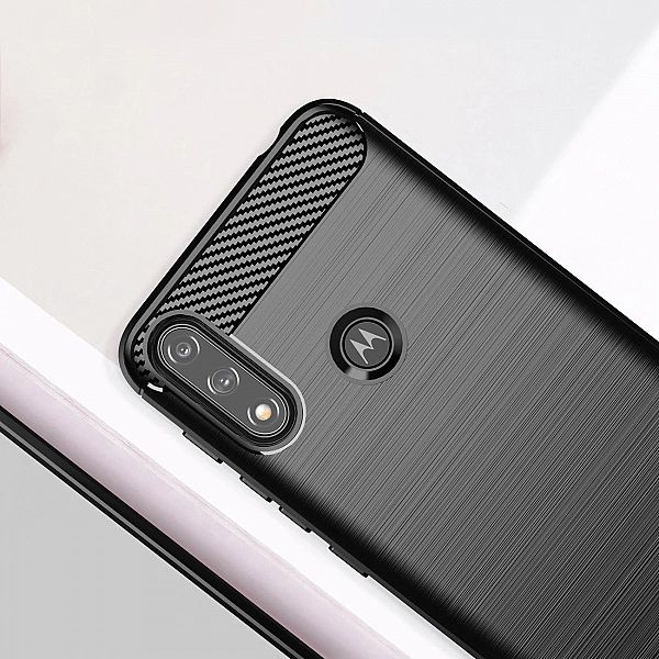 Carbon Case elastyczne etui pokrowiec Motorola Moto E7i Power czarny