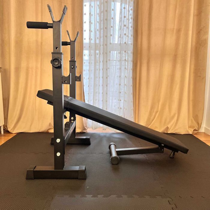 Zestaw Do Ćwiczeń 126kg Domowa Siłownia Ławeczka Atlas Sprzęt Siłowy