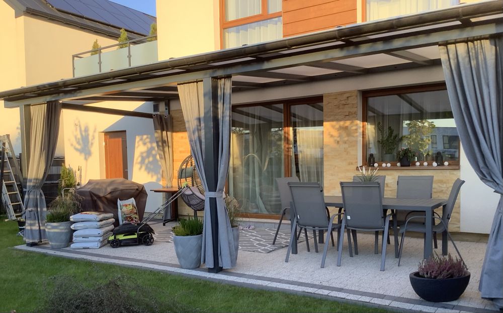 Zadaszenie tarasu, wiata garażowa, pergola, zabudowa szklana.