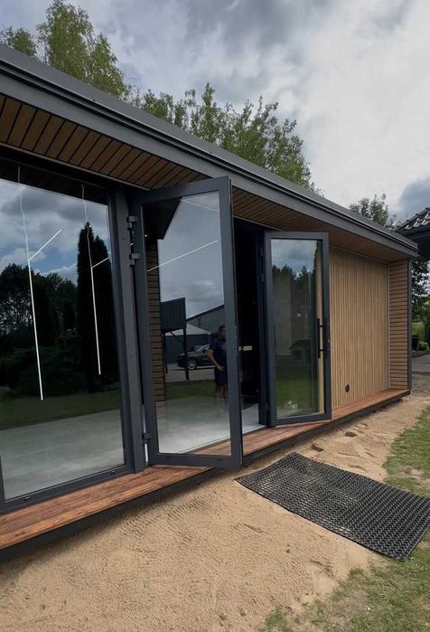 SAUNA ogrodowa PREMIUM 3 x 7m Nowoczesna WIFI LED Harvia Panorama