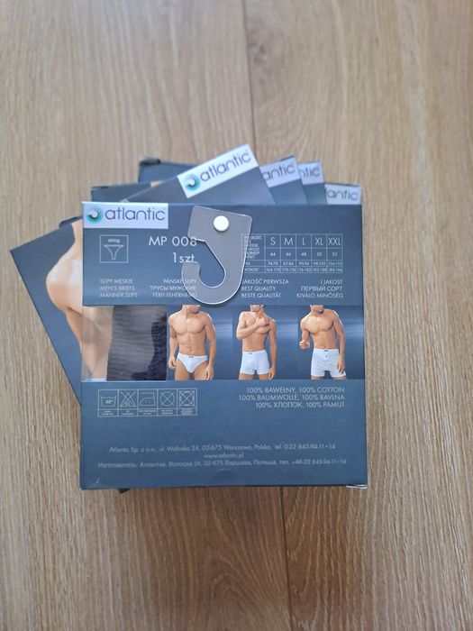 5x Stringi męskie Atlantic, rozmiar L, bawełna, granat