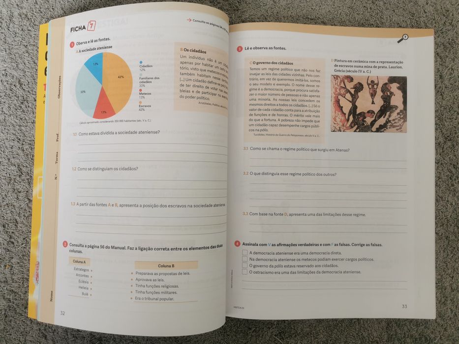 Caderno de atividades História 7 ano, "História HSI Sob Investigação"