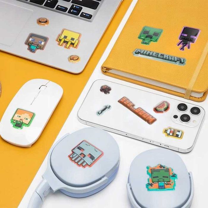 MINECRAFT Naklejki Dekoracyjne 60 SZTUK Puffy Gadget Decals Nowe