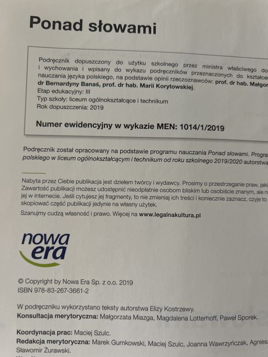 Ponad słowami 1 część 1 Język polski