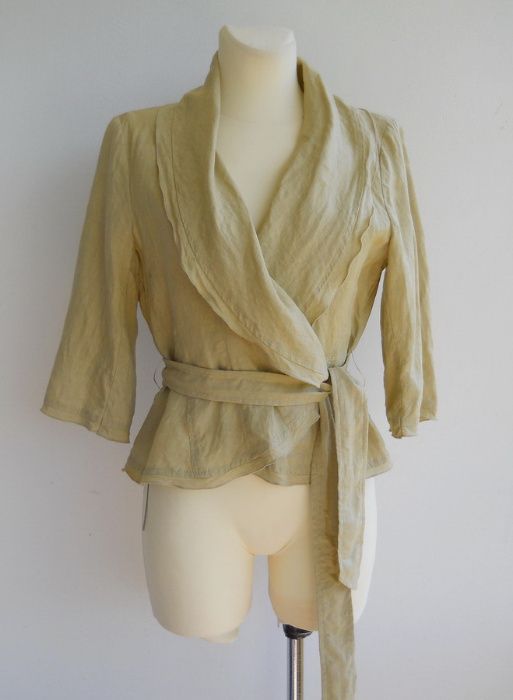 Zara Woman Lniany Żakiet na Lato z paseczkiem 100% Len r.M/L