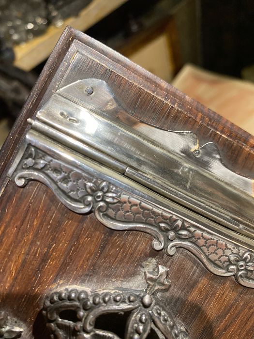 Grande Porta Notas Pau-santo Brazão Prata Portuguesa contrasta Javali