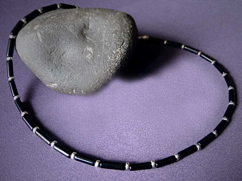 Onyks czarny  Naszyjnik męski  Rękodzieło