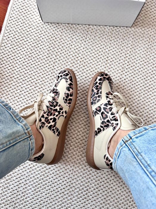 39 Sklep nowe buty sportowe damskie sneakersy panterka beżowe SLA35