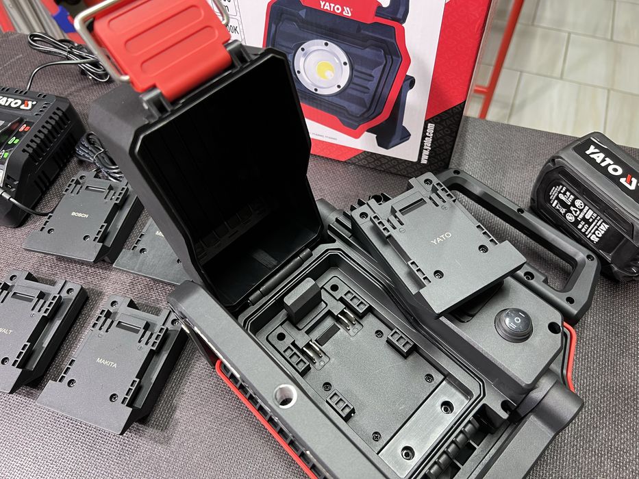 Мощный прожектор 6000Лм YATO Адаптер Makita Bosch DeWalt Milwaukee